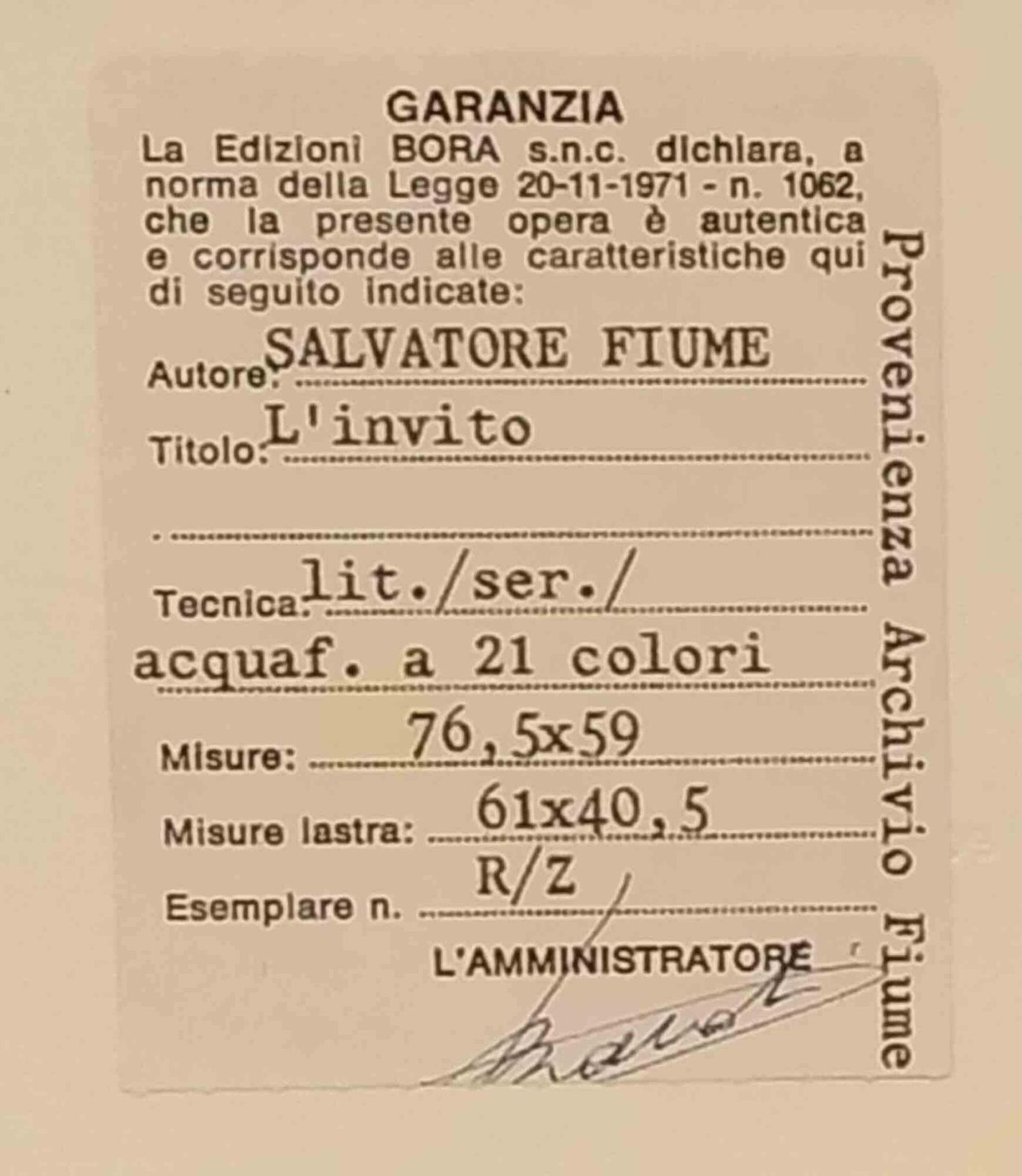 Salvatore Fiumethe Invitation   Screen Print By Salvatore Fiume   19801980 photo furniture
