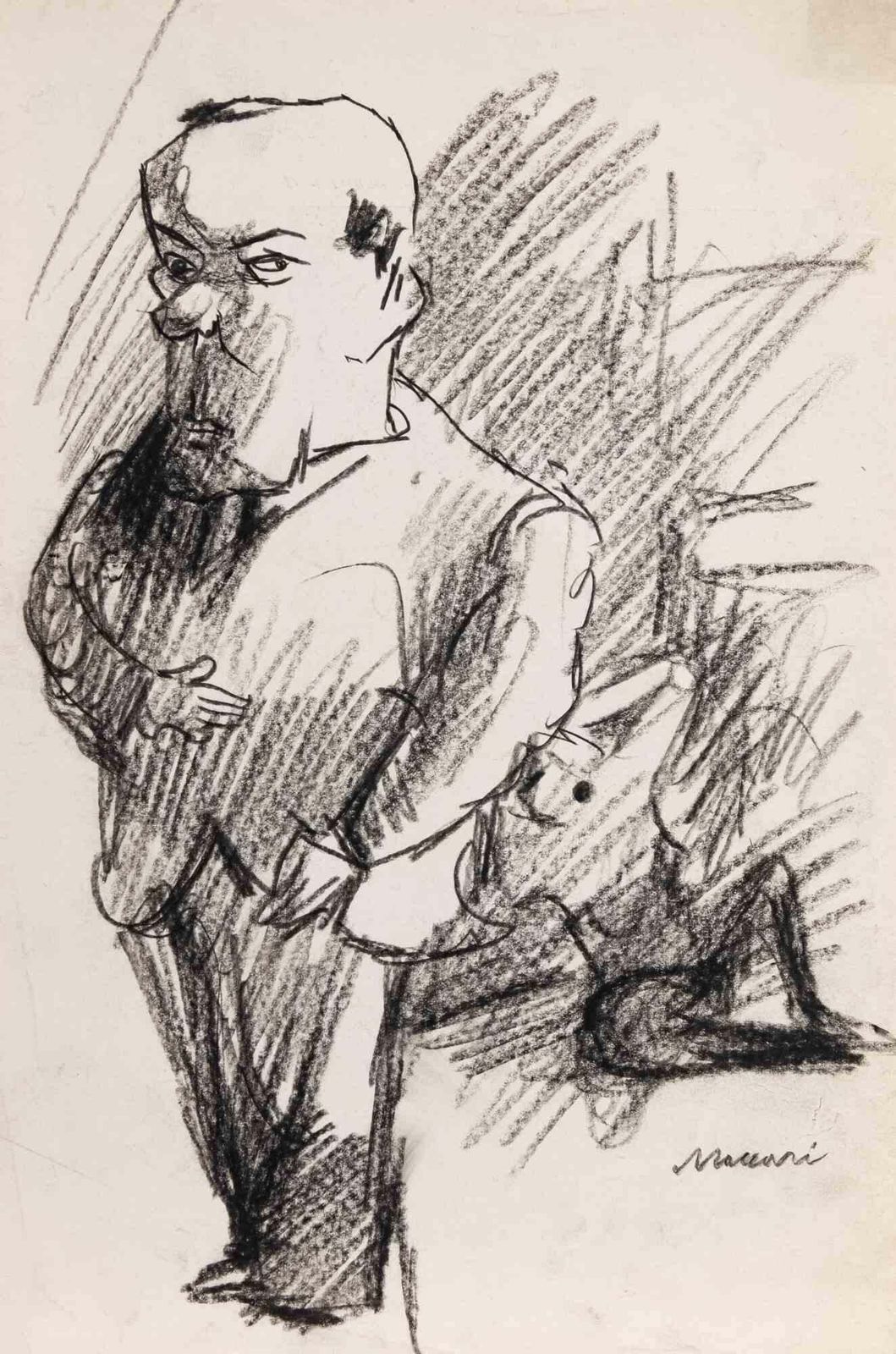 Mino Maccariportrait With Nude   Drawing By Mino Maccari   1950s1950s
