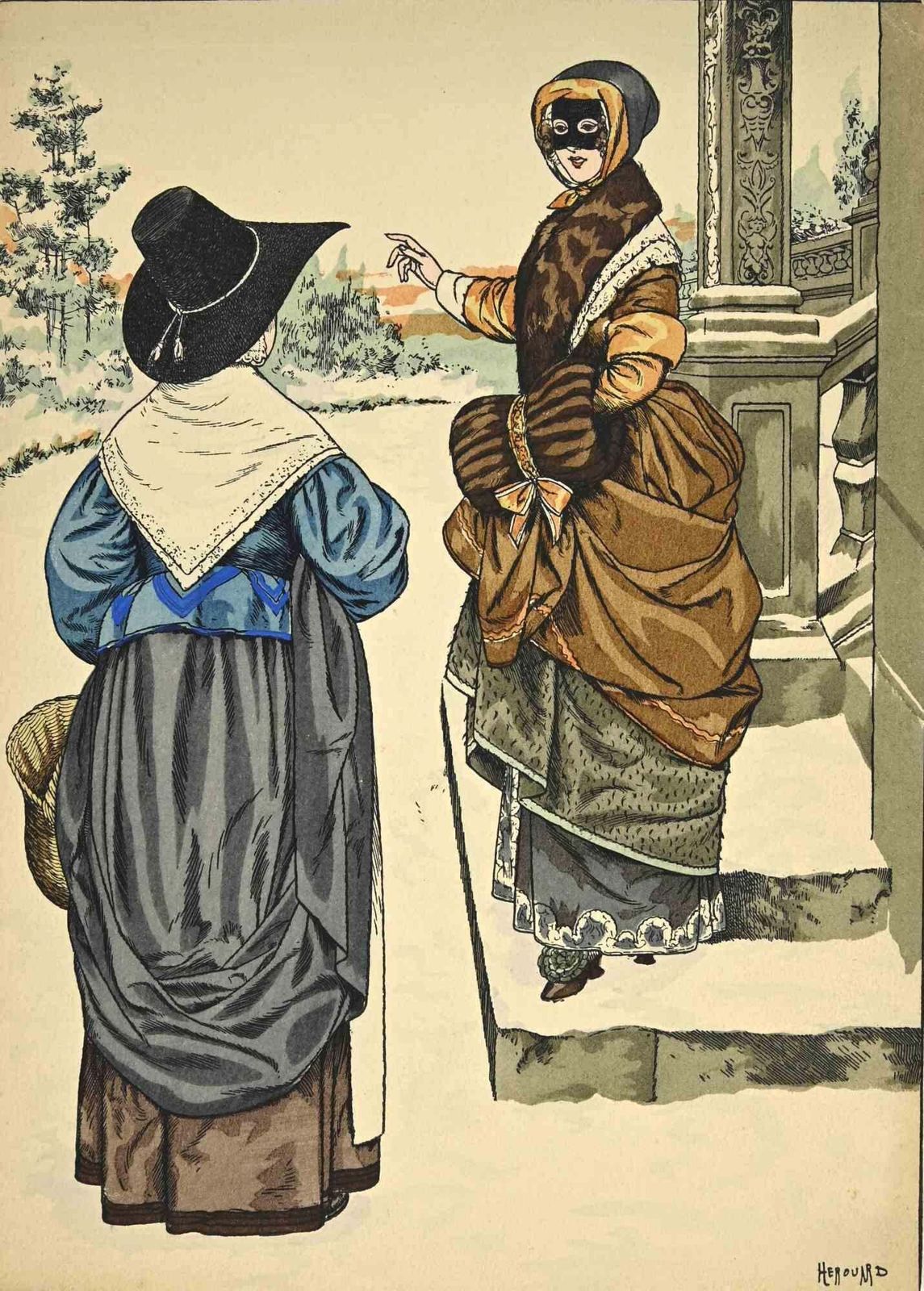 Mathilde Hérouardthe Lovely Discussion   Woodcut By Mathilde Hérouard   1920s1920s