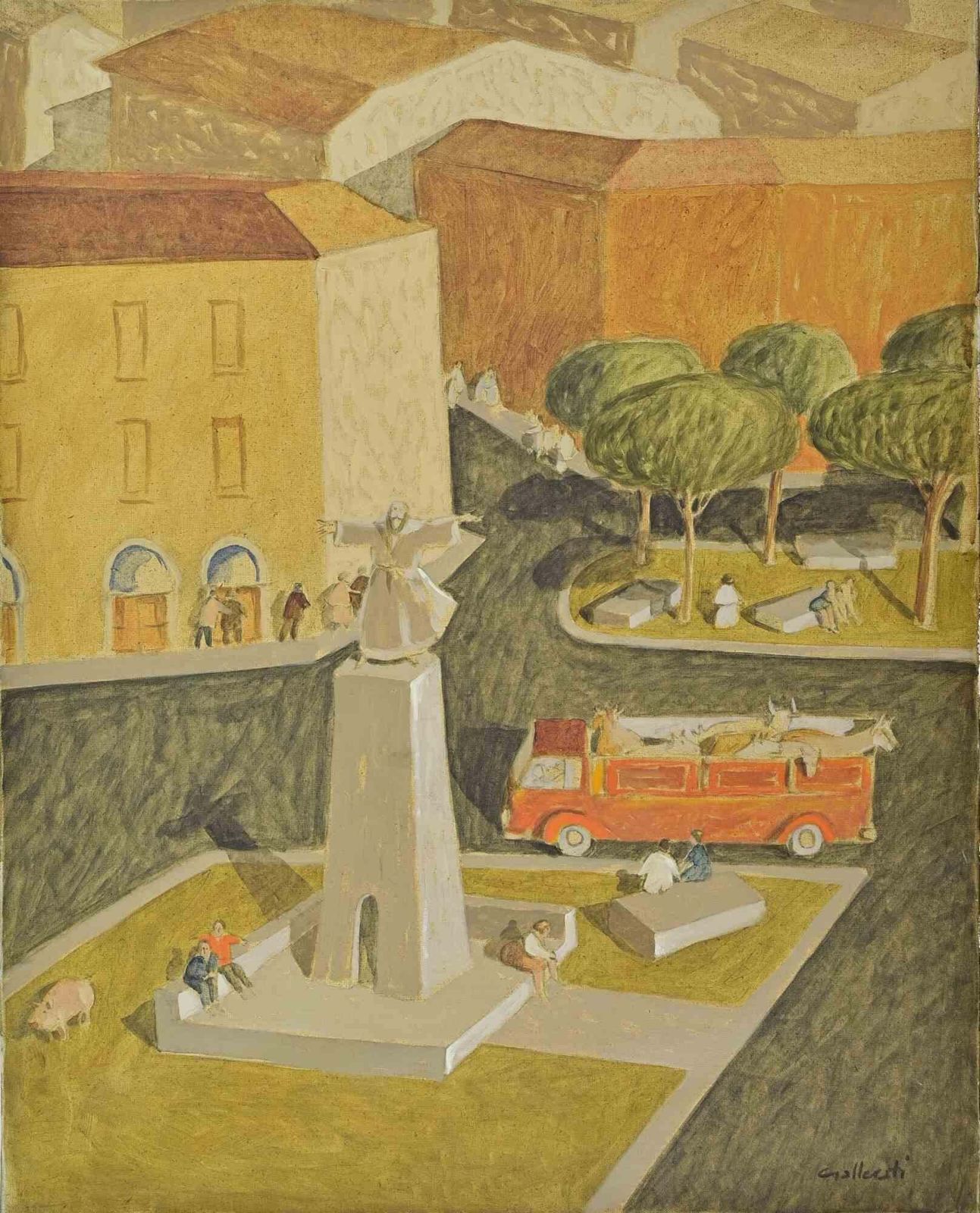 Alberto Galleratimonument To Saint Francis   Paint By Alberto Gallerati   1970s1970s