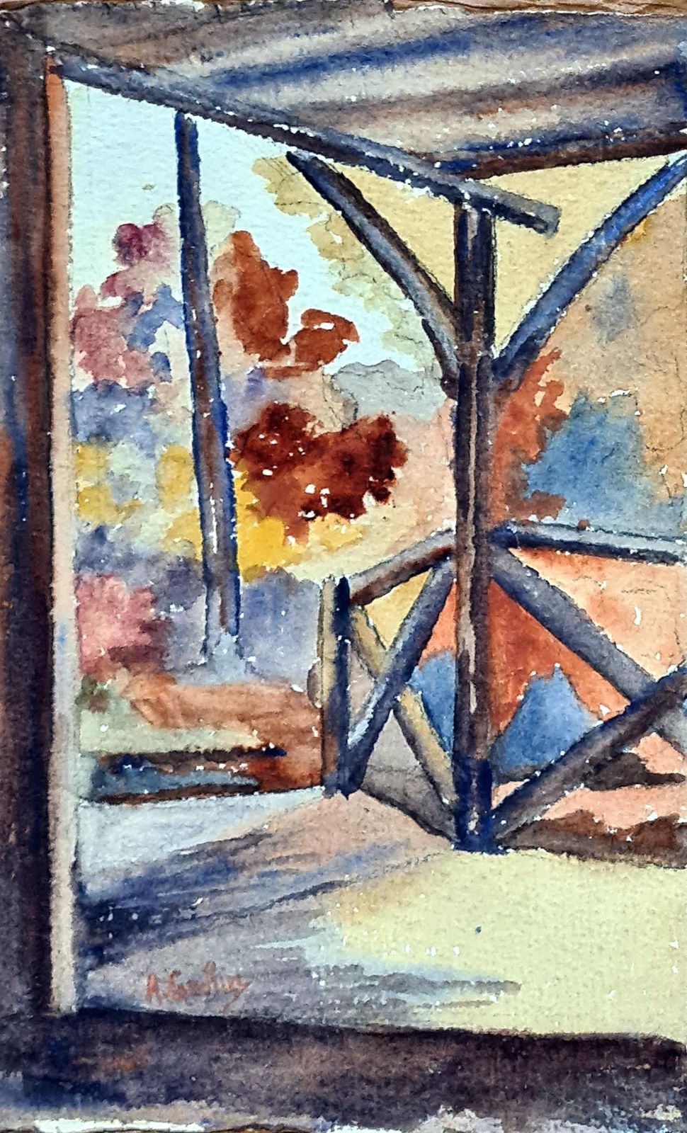 Set Of Three Barbizon School Watercolour Landscapes From 1918 By A Ghillies photo buy
