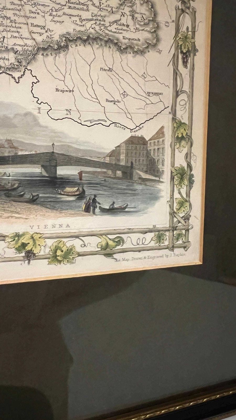 Antique Hand Coloured Austria Picture Map By J. Rapkin 1851, Framed Vintage Wall Art photo buy