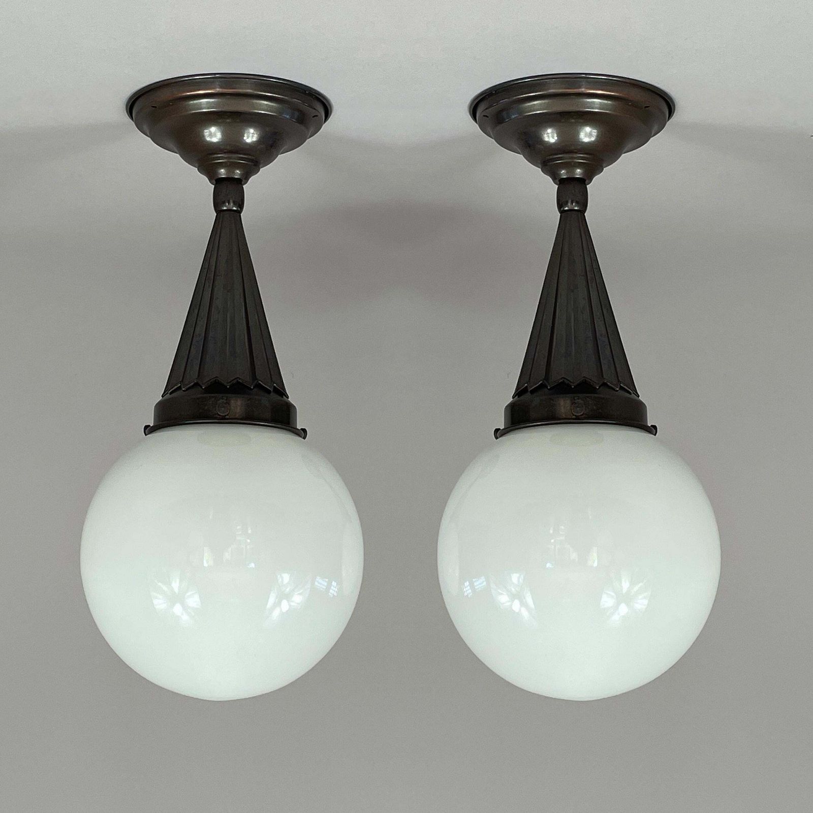 Recessed Lighting Made Of Opal Glass And Burnished Brass, Sweden 1940s, Pair photo furniture