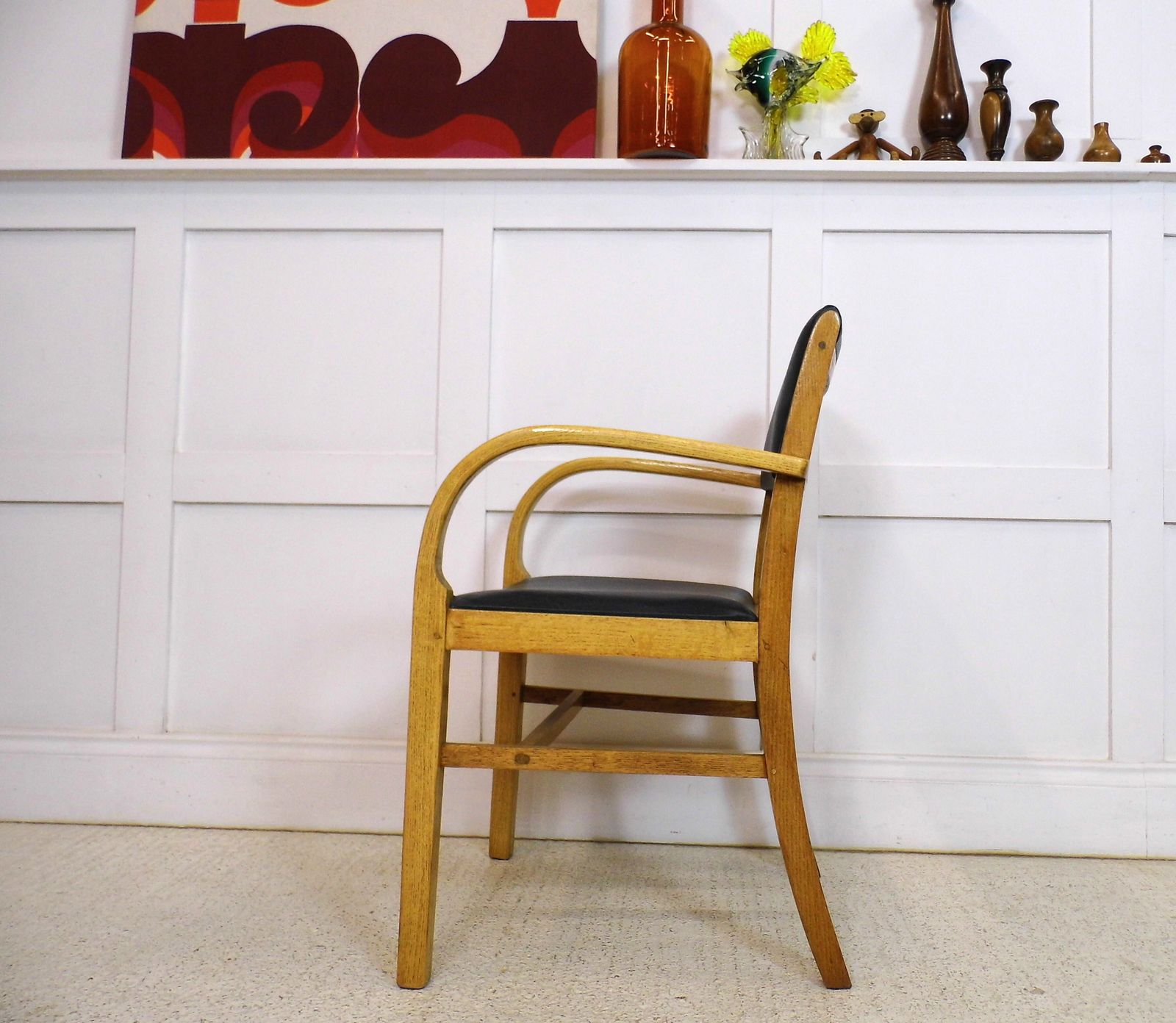 photo for sale Vintage 1950s Light Oak Bentwood Desk Chair Ex Raf Air Ministry Chair A