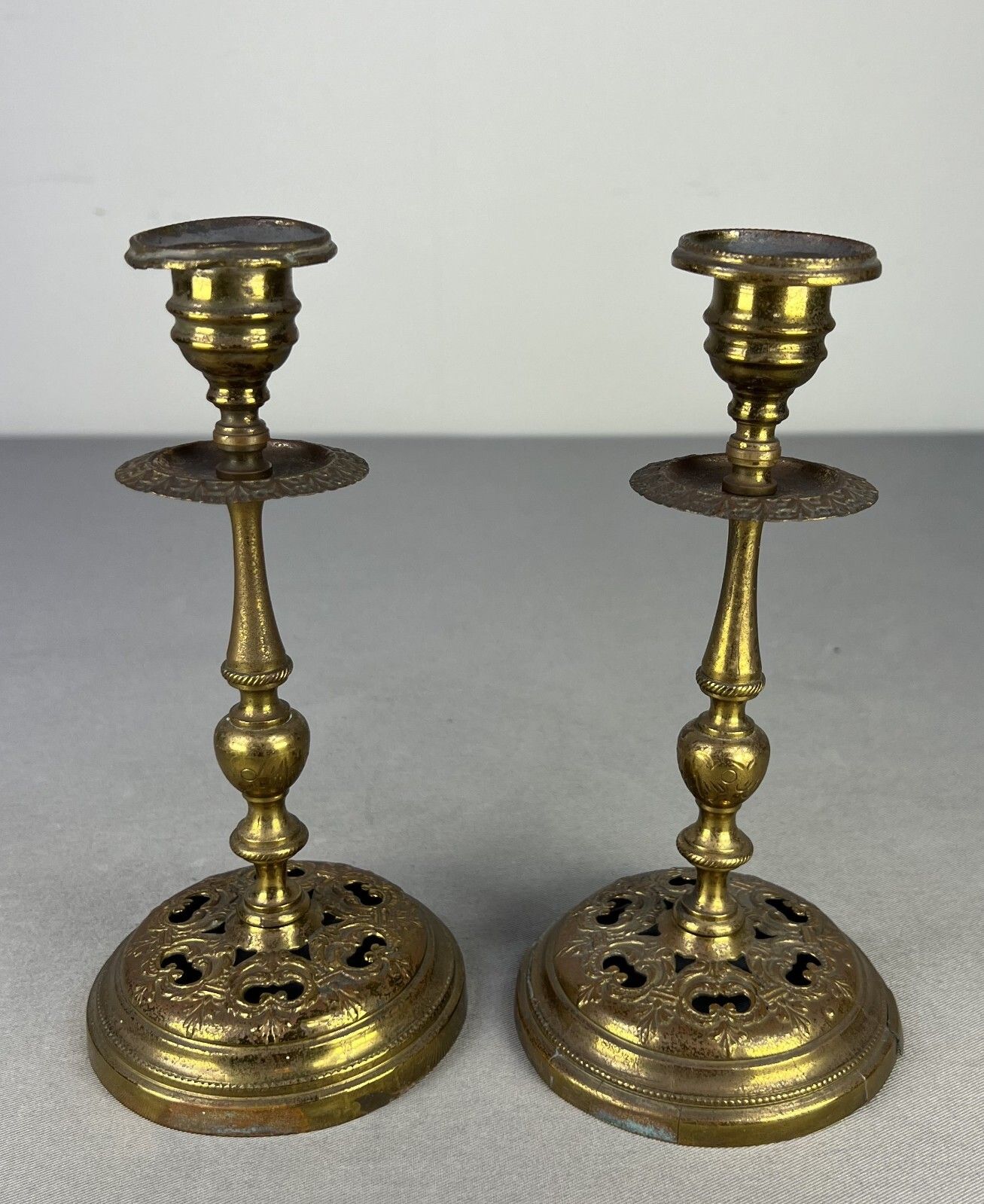 Amazing Pair Of French Vintage Candle Holders (Lot 5180)