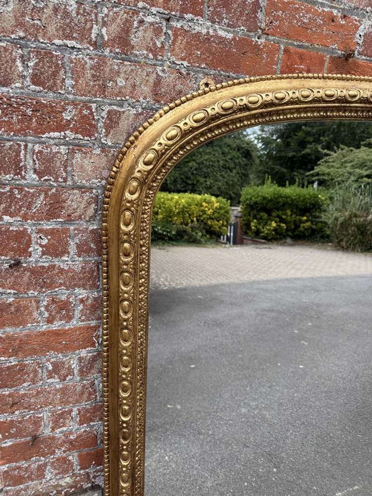 A Stunning Large Antique English 19th C Arched Gilt Overmantle Mirror. photo furniture