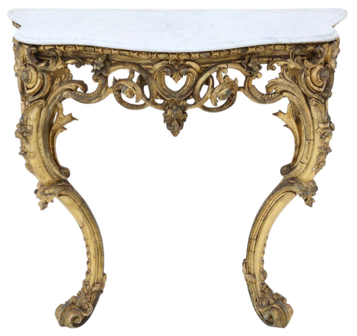 Antique 19th Century Large Gilt And Marble Hall Console Table – Fine Quality