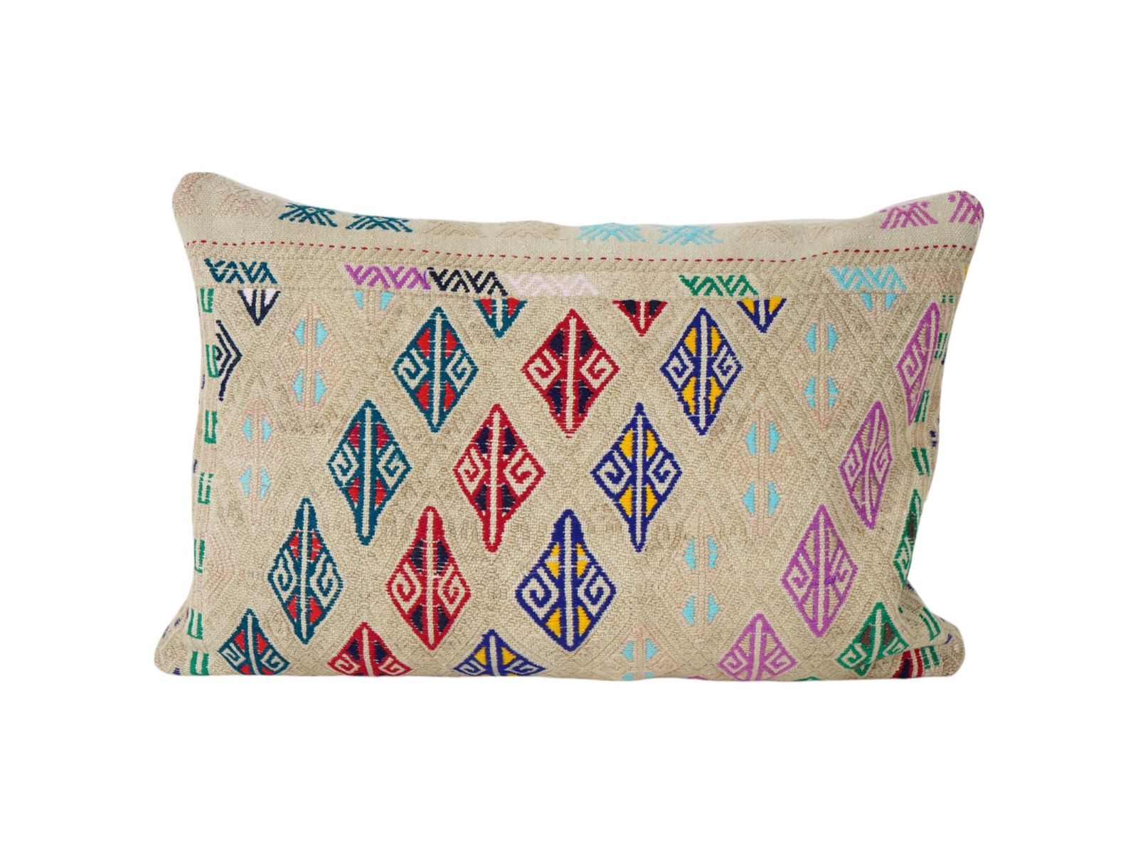 Lumbar Cicim Pillow Cover  Wool Turkish Jajim Cushion