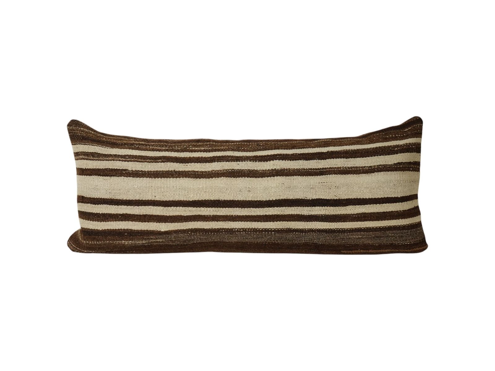 Striped Bohemian Bedding Wool Kilim Pillow Cover, Handmade Hippie Bed Pillow, Long Pillows For Bed, Turkish Kilim Pillow Cover