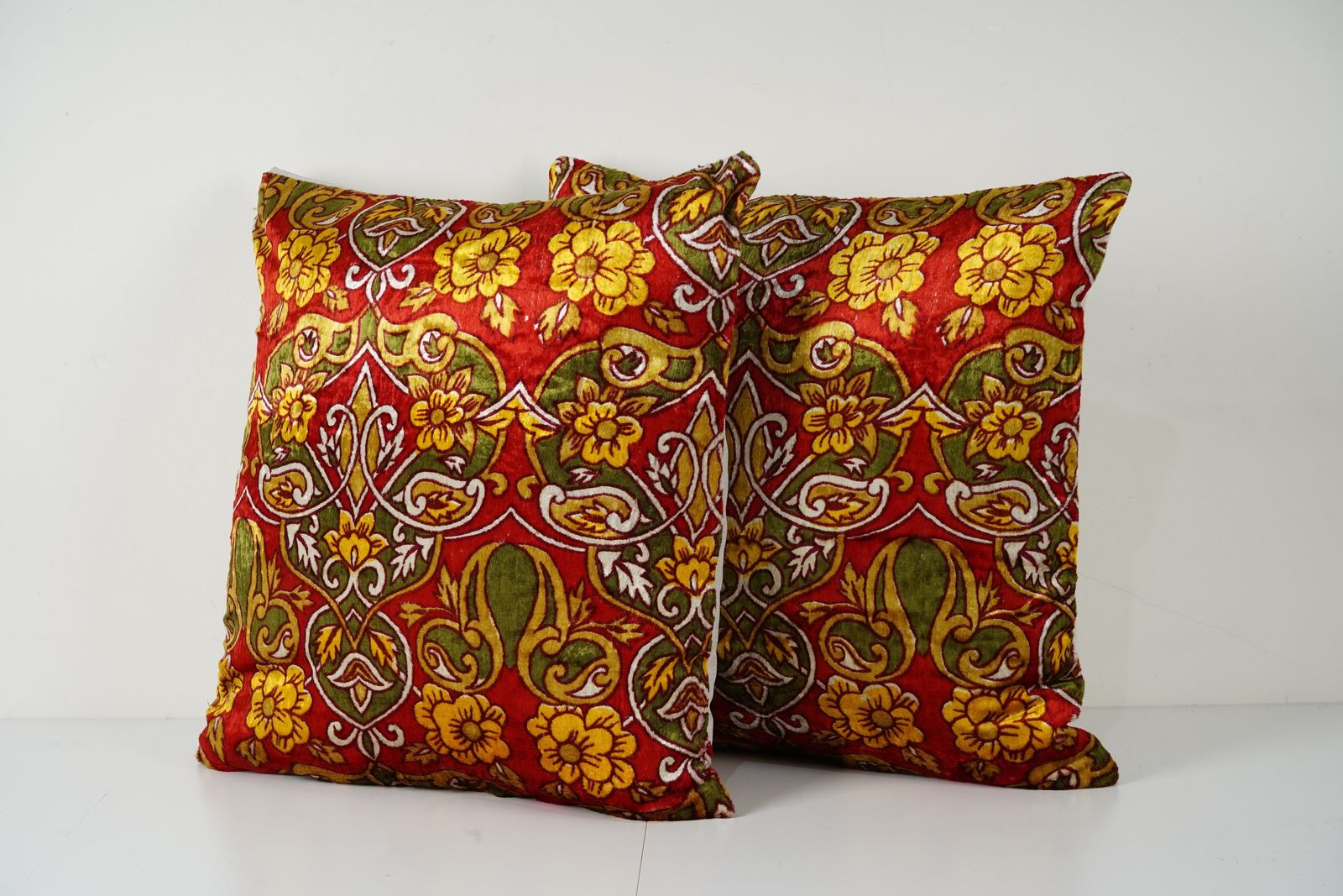Soft Vintage Velvet Pillow Covers, Pair Floral Bed Cushion photo furniture
