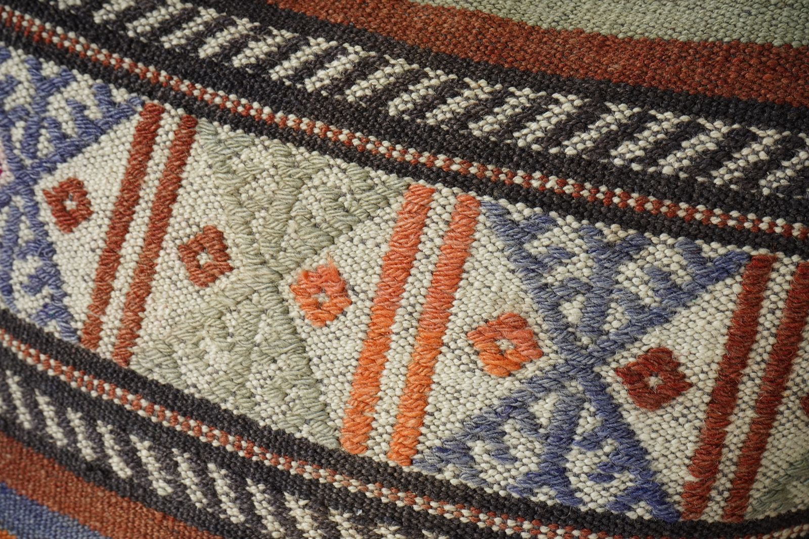 Turkish Kilim Pillow Cover  Inch, Pair Traditional Anatolian Striped Decorative Square Throw Pillow Case, Boho Home Decor photo 110.0