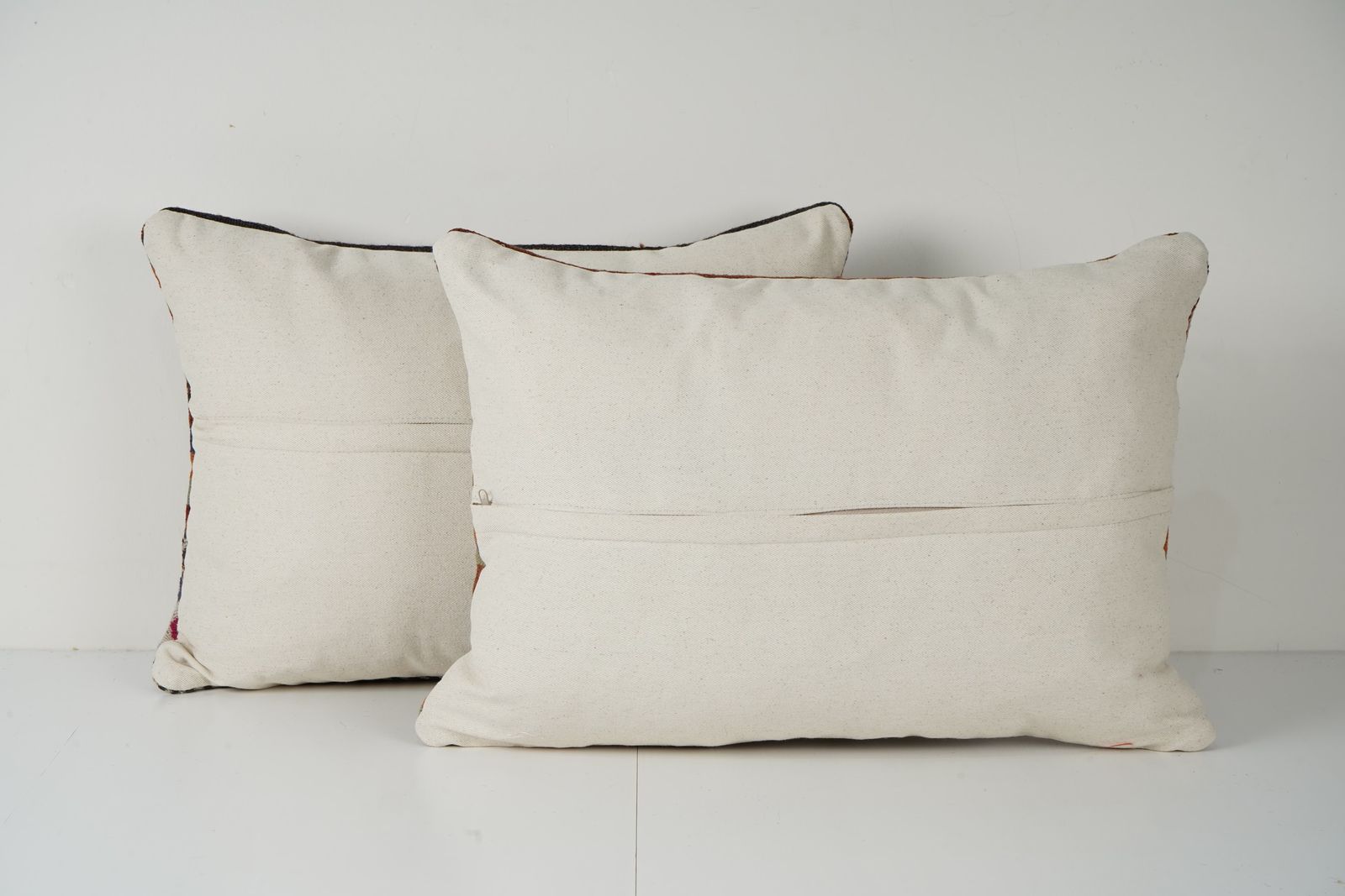 Turkish Lumbar Pillows, Pair Vintage Striped Kilim Pillowcase, Decorative Throw Cushion For Sofa, Boho Home Decor Gift photo 105.0