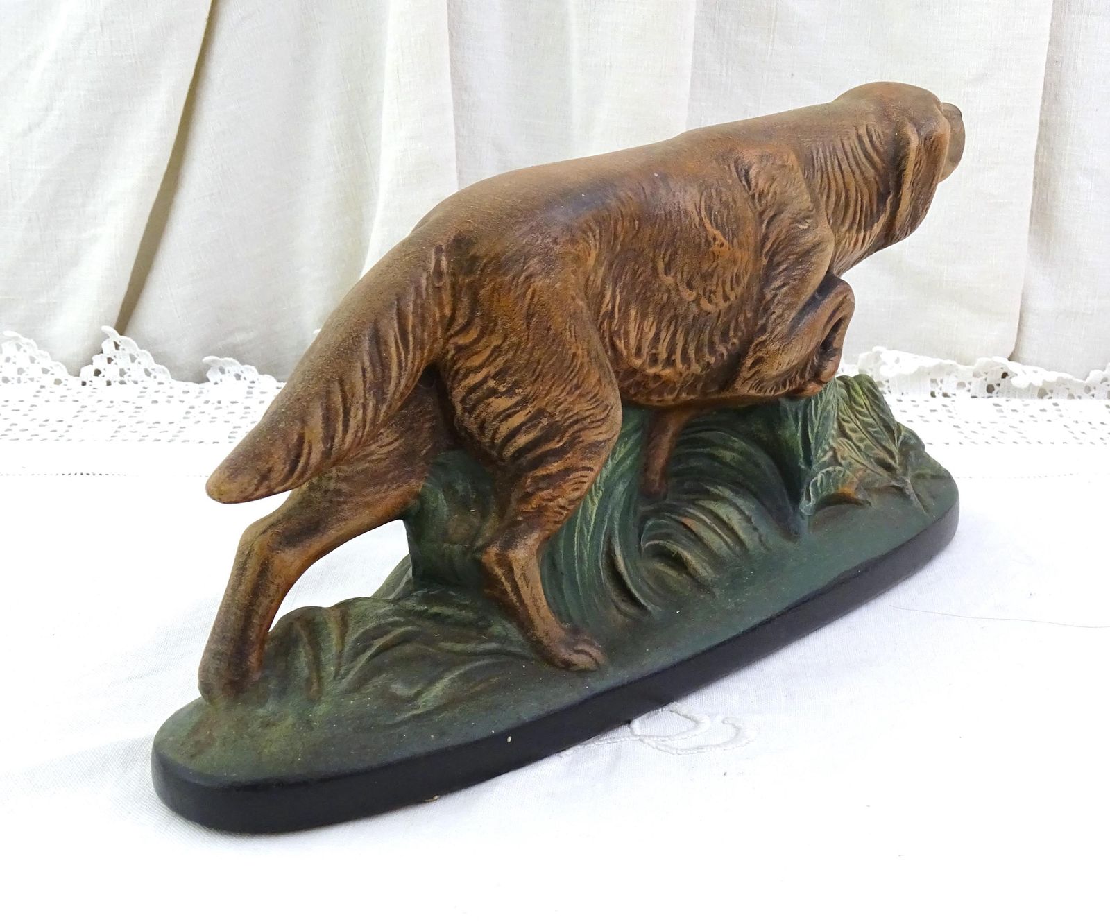 Vintage Pottery Hunting Dog Breakable Piggy Bank Cash Safe, Retro Irish Setter Ceramic Statue From France, Collectible Hunting Lodge Décor photo vinterior