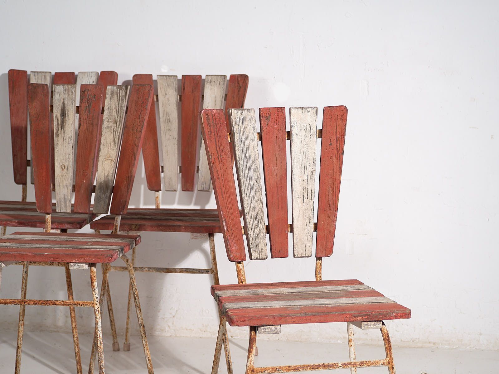 Antique Red Garden Chairs (C.1920). Set Of 4 Pieces #31 photo furniture