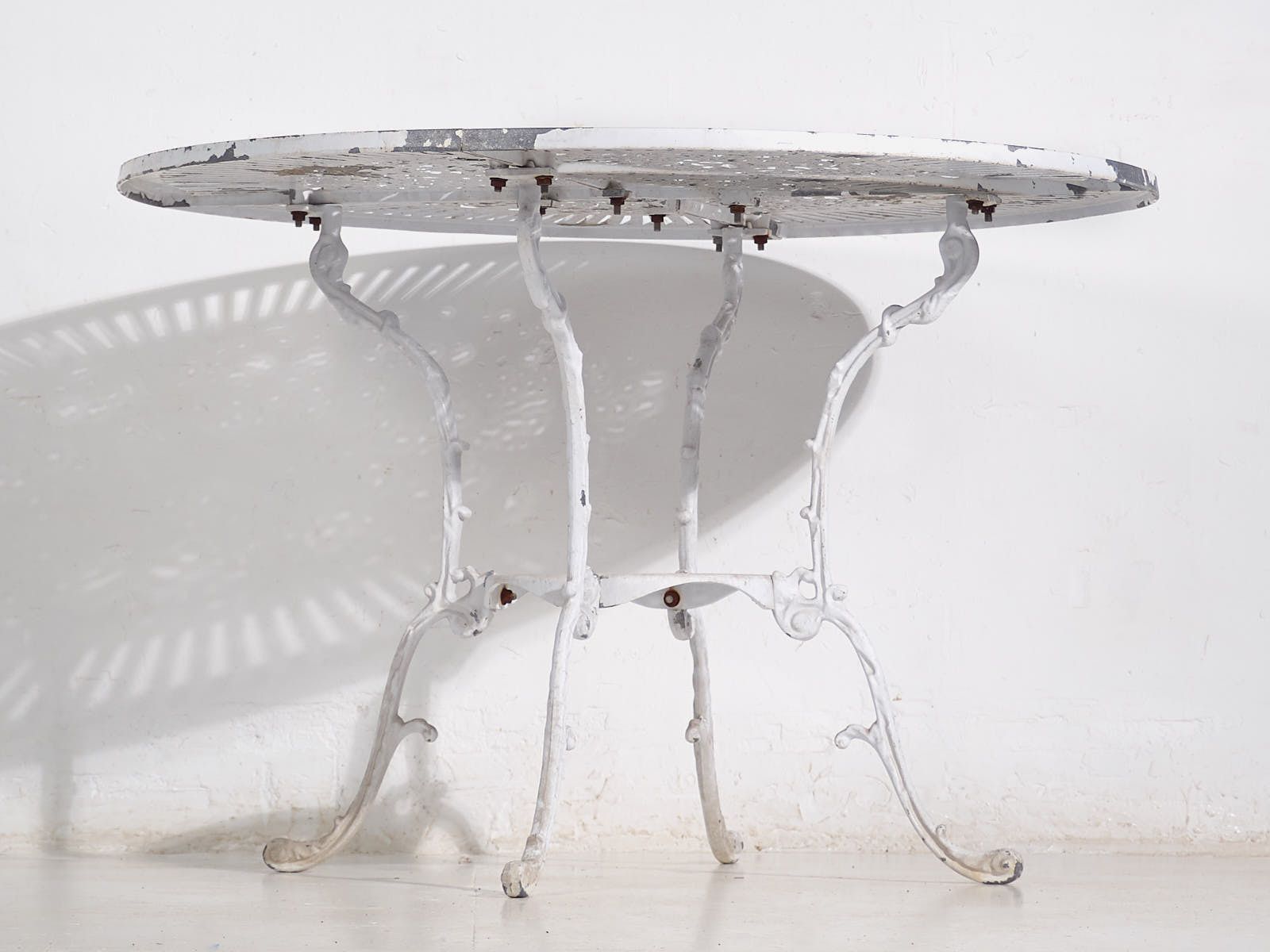 photo for sale Vintage White Garden Table And Chairs (C.1950). Set Of 5 Pieces