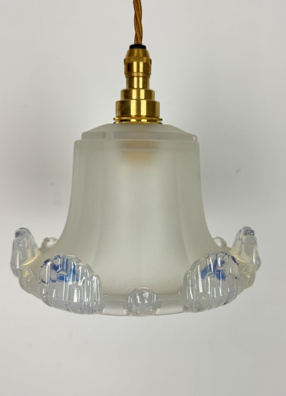 Frosted Glass Pendant Light With Vaseline Glass Detail (22586) photo furniture