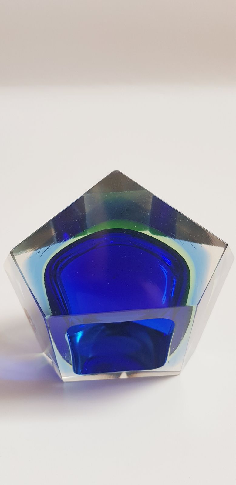 Mid Century Murano Glass Large Sommerso Faceted Centrepiece photo buy