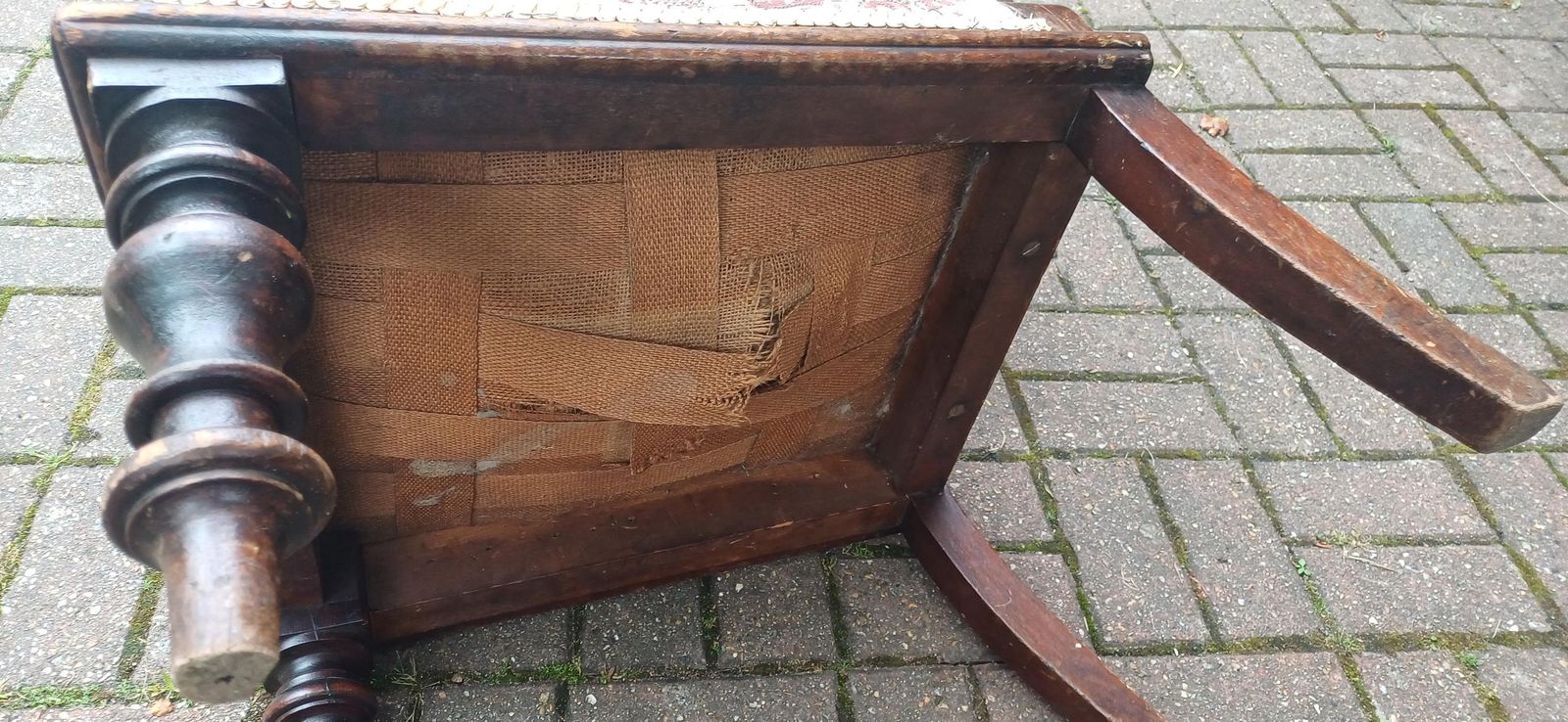 Antique Victorian Aesthetic Movement Nursing Chair With Ornate Carved Scrolls & T Shaped Upholstered Back C1870s Mahogany photo for sale