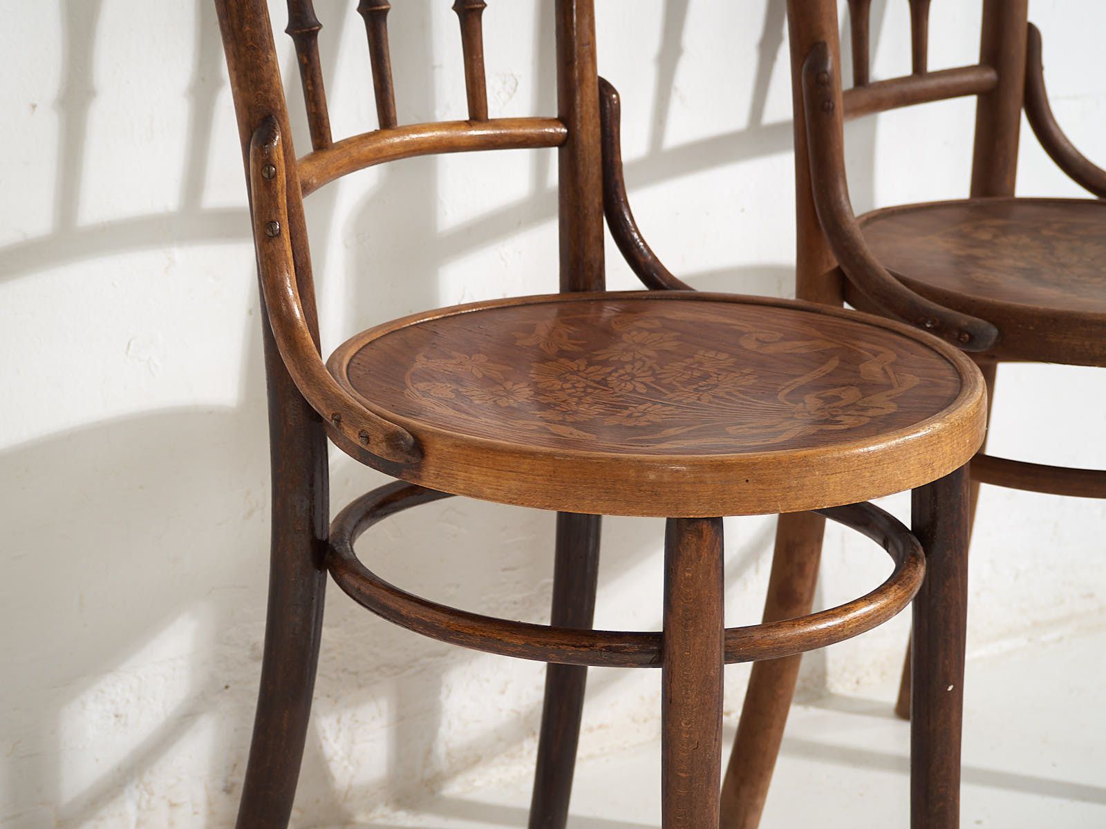 Furniture Antique Parisian Cafe Style Chairs (C.1920). Set Of 6 Pieces #3 photo