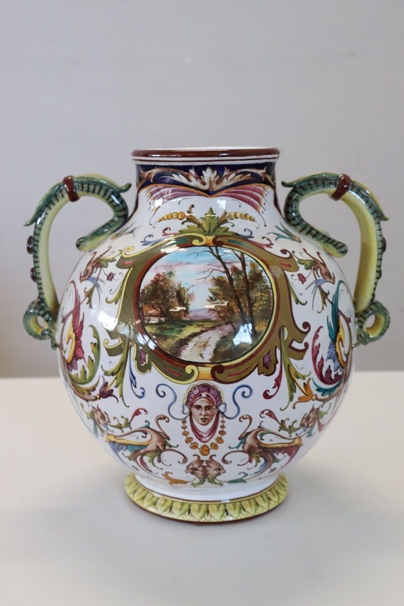 Ceramic Vase With Classical Decor From Faenza, Italy, 1950s photo vinterior