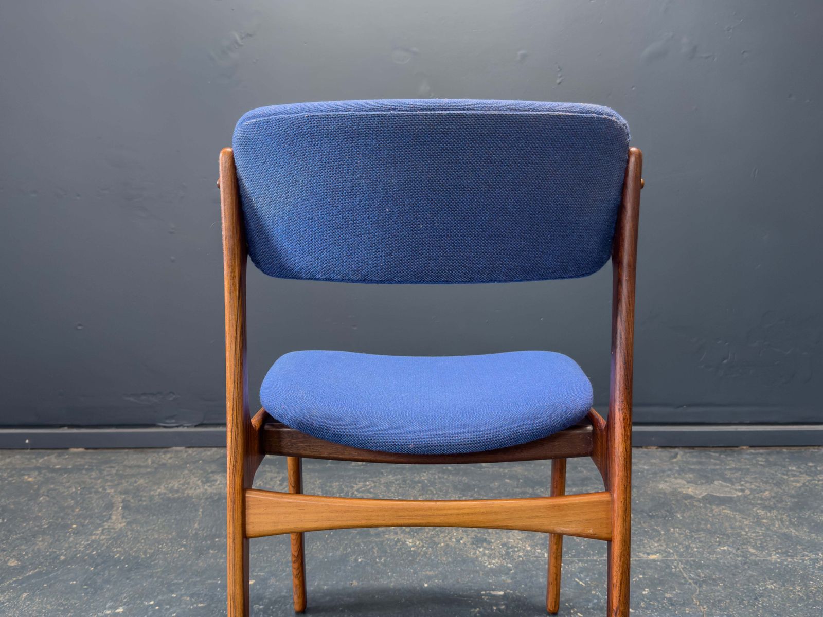 Set Of 6 Erik Buch Model 49 Rosewood And Blue Upholstered Dining Chairs photo vinterior