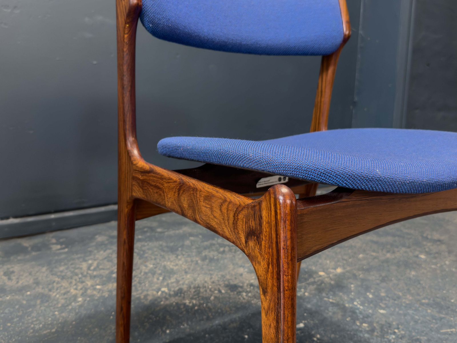 photo buy Set Of 6 Erik Buch Model 49 Rosewood And Blue Upholstered Dining Chairs