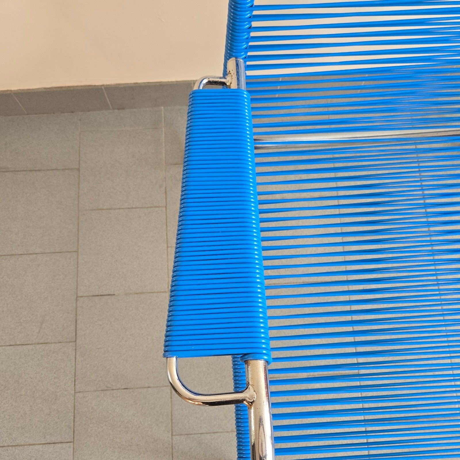 Vintage 1960s Blue Wire & Chrome Steel Scoubidou Armchair 60s Retro 1960s Zazou photo 363.0