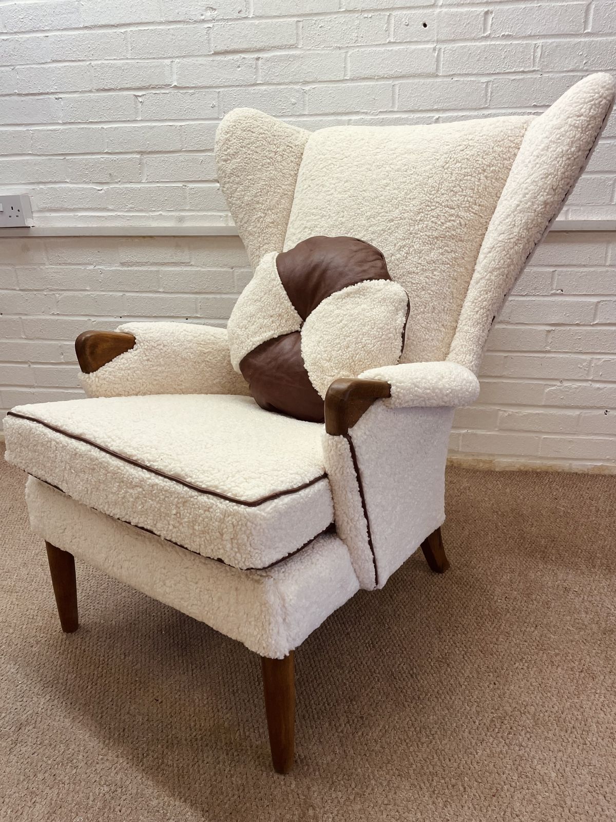 Original Parker Knoll Papa Bear Chair Reupholstered In Teddy Bear Fabric photo furniture