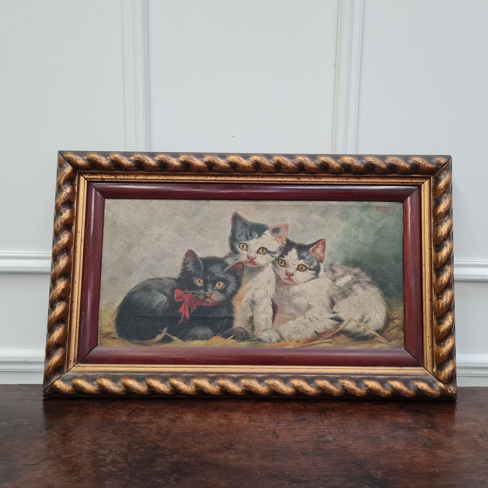 Antique Oil Painting Of Kittens Free Uk Delivery photo furniture