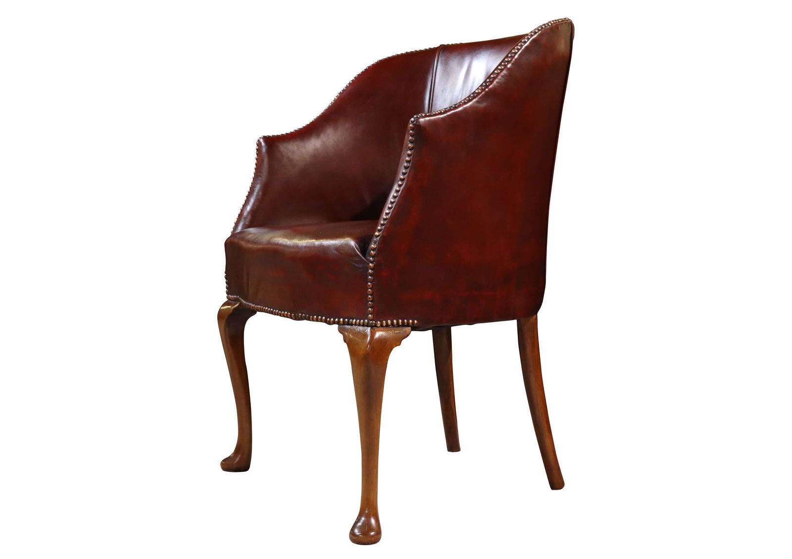 Antique Mahogany Library Chair In Burgundy Leather C.1900 photo furniture
