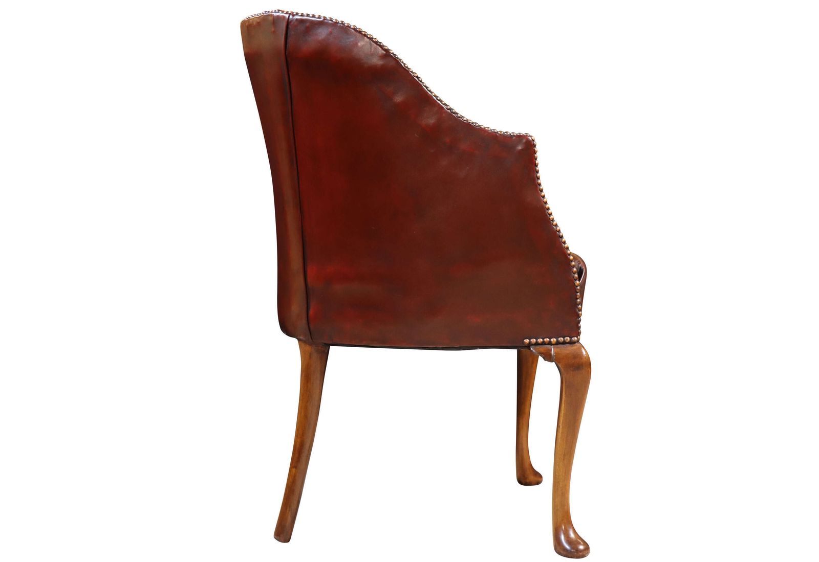 Antique Mahogany Library Chair In Burgundy Leather C.1900 photo for sale