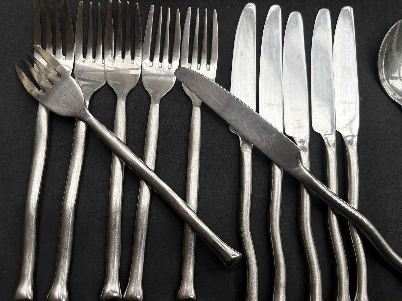 Set Of 18 Flatware Twist Cutlery Swirl French Twisted Brutalist Western Decor Rustic Viking Medieval Style For 6 Couple Gift Wedding photo Home Decor