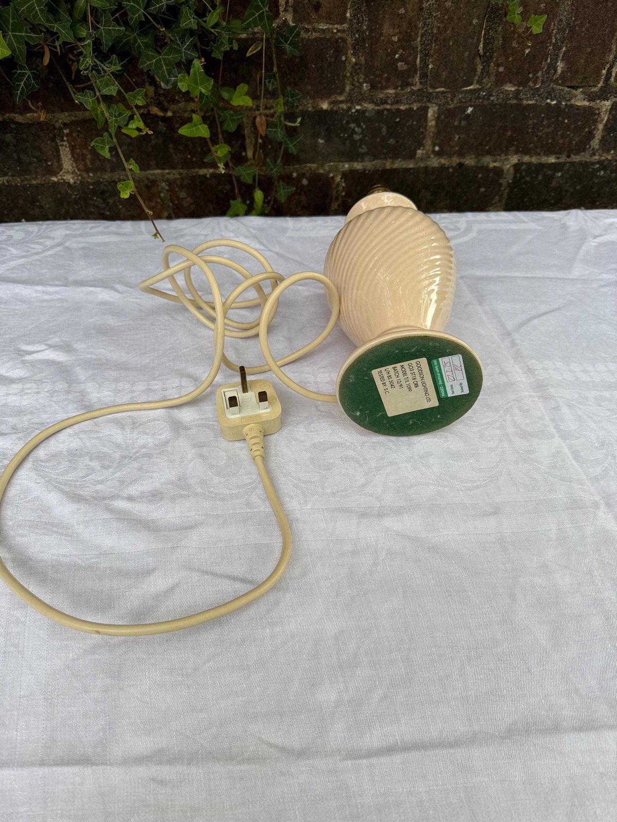 Pale Pink 1980s Ceramic Table Lamp By Goodson Lighting, Vintage Spiral Lamp, Retro Home Decor, Working, Pat Tested, 30cm Tall photo vintage
