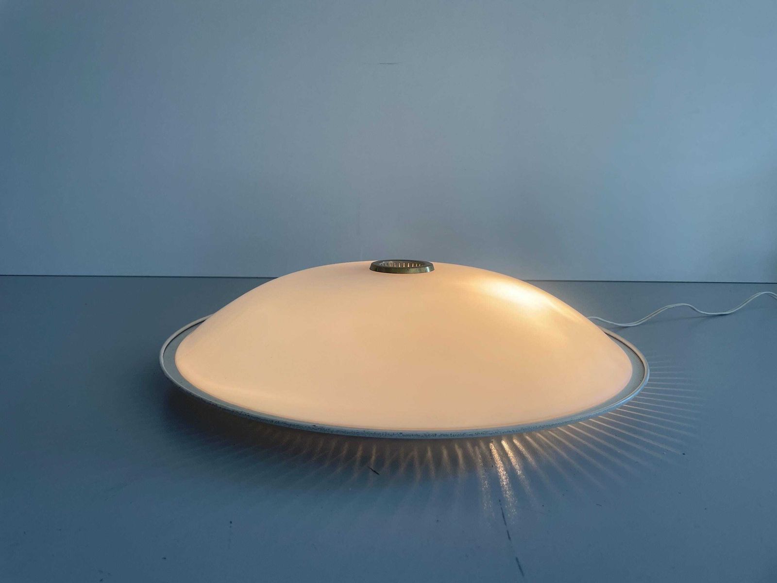 Mid Century Modern Glass And Brass Flush Mount By Hillebrand, 1960s, Germany photo buy