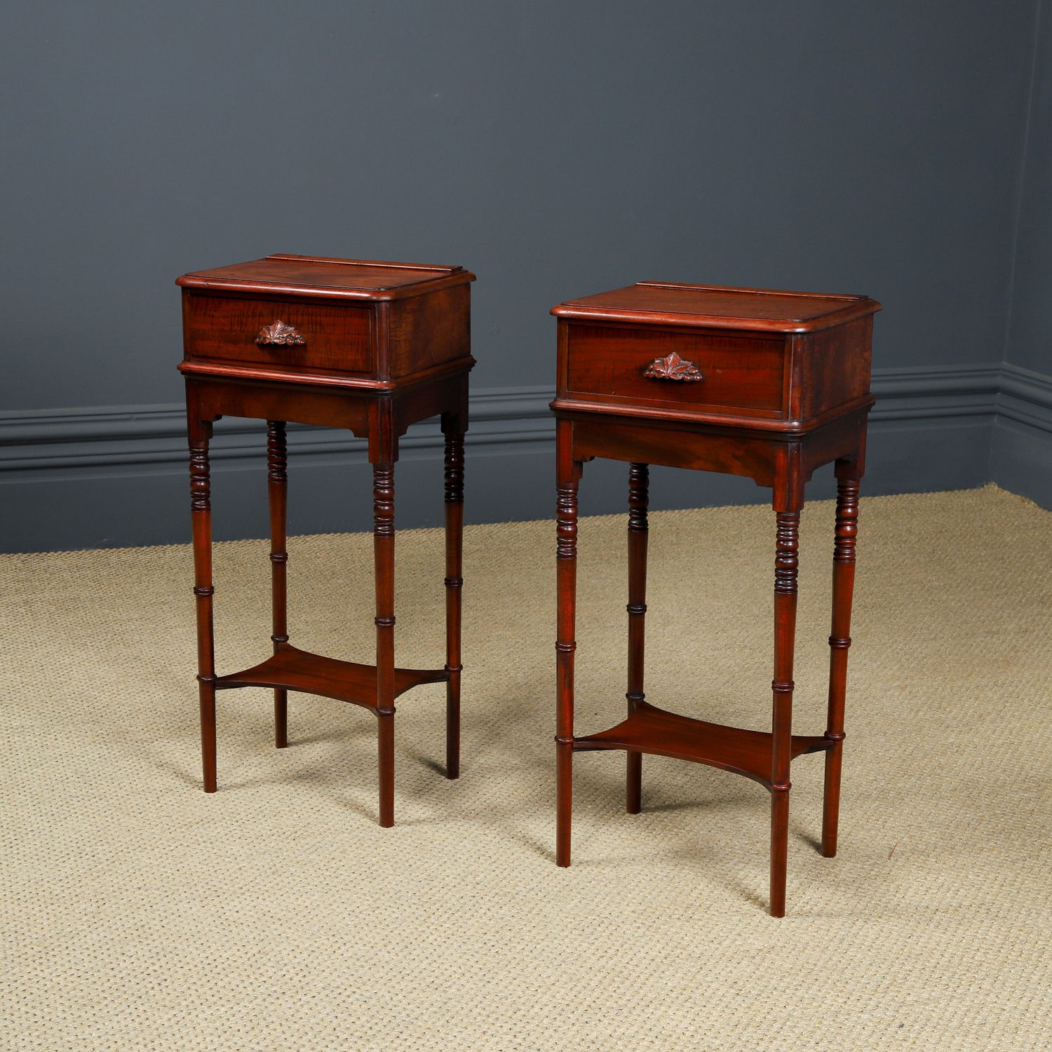 Small English Victorian Pair Of Mahogany Bedsides Tables / Nightstands / Chests / Cabinets (Circa 1840) photo furniture