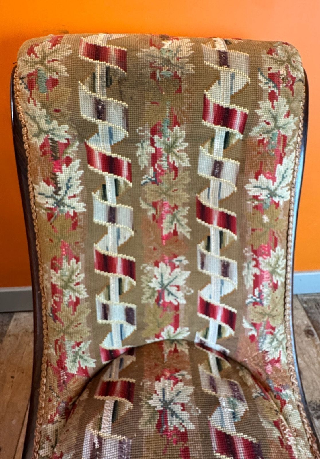 Early Victorian Upholstered Scroll Back Occasional Chair photo 375.0