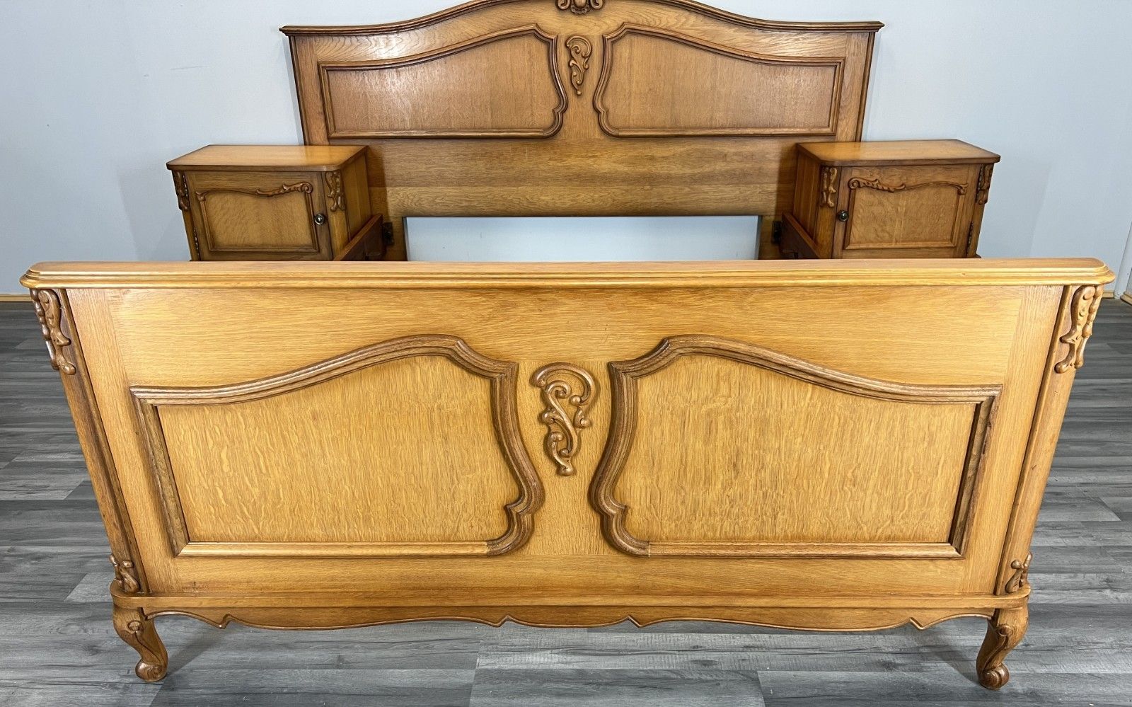 Bed Frame Vintage French Louis Style Double With Matching Bedsides Lot 4101 photo for sale