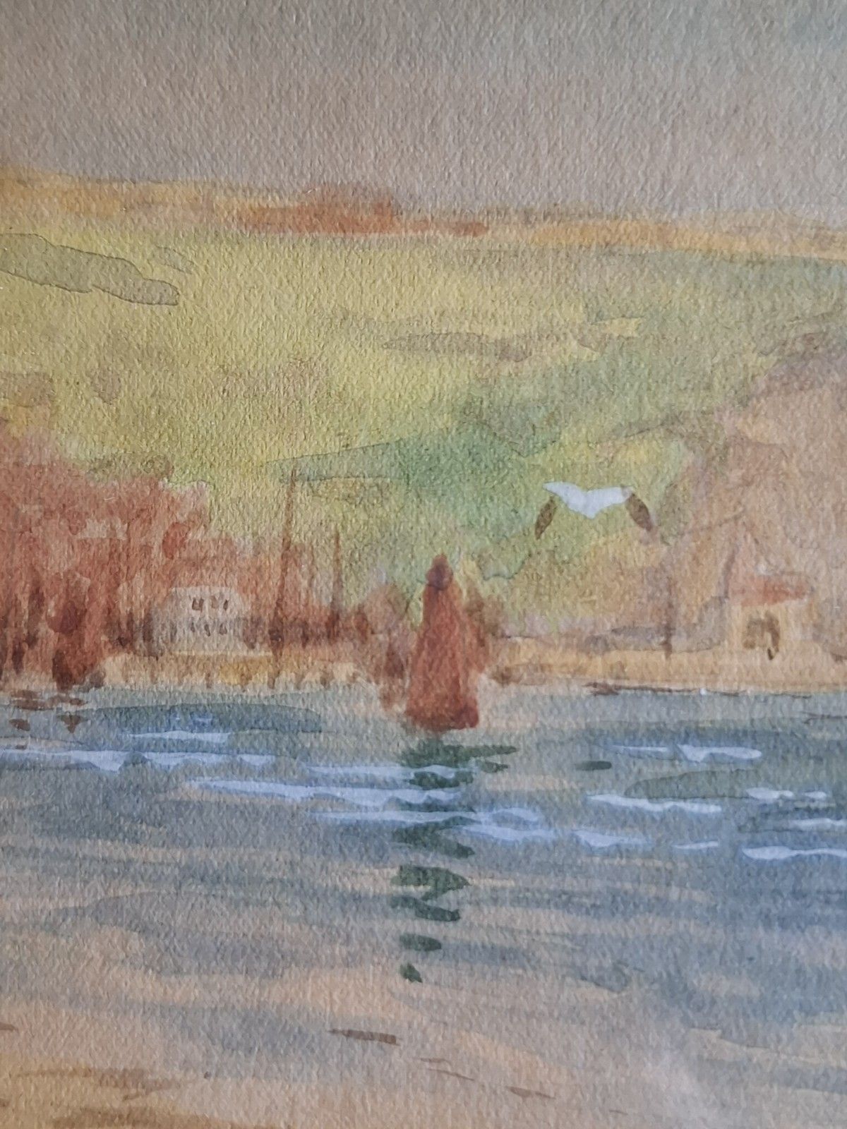photo furniture Antique Original Watercolour South Whitby Abbey Alfred Durham Coastal Seascape