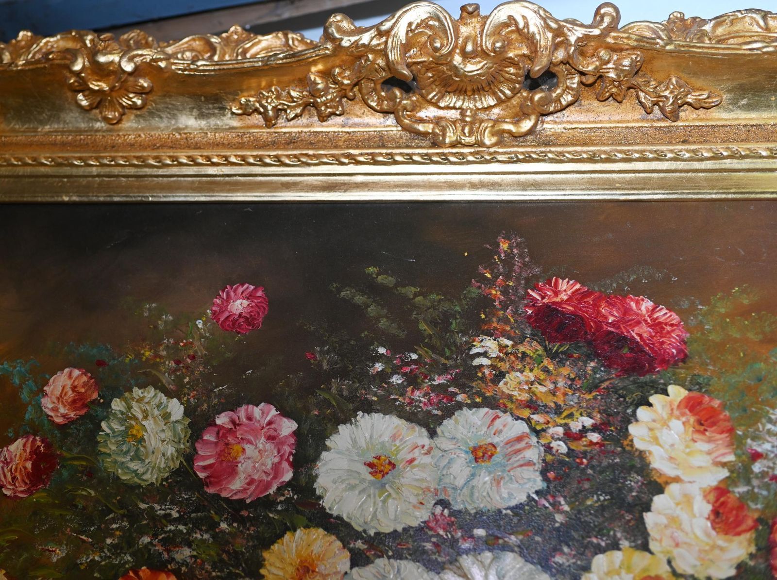 Large Floral Oil Painting Victorian Revival 6 Ft 180 Cm photo Art