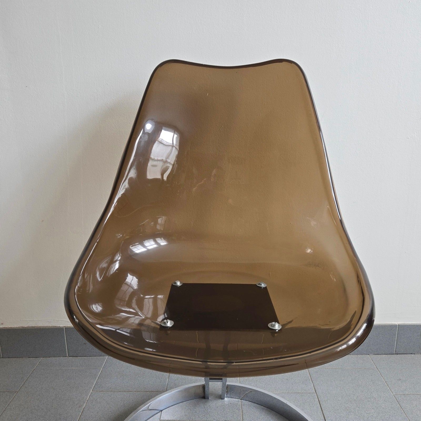 photo for sale Vintage 1970 Eurosteel Plexiglas & Chrome Dlg Boris Tabacoff 4 Chair Suite