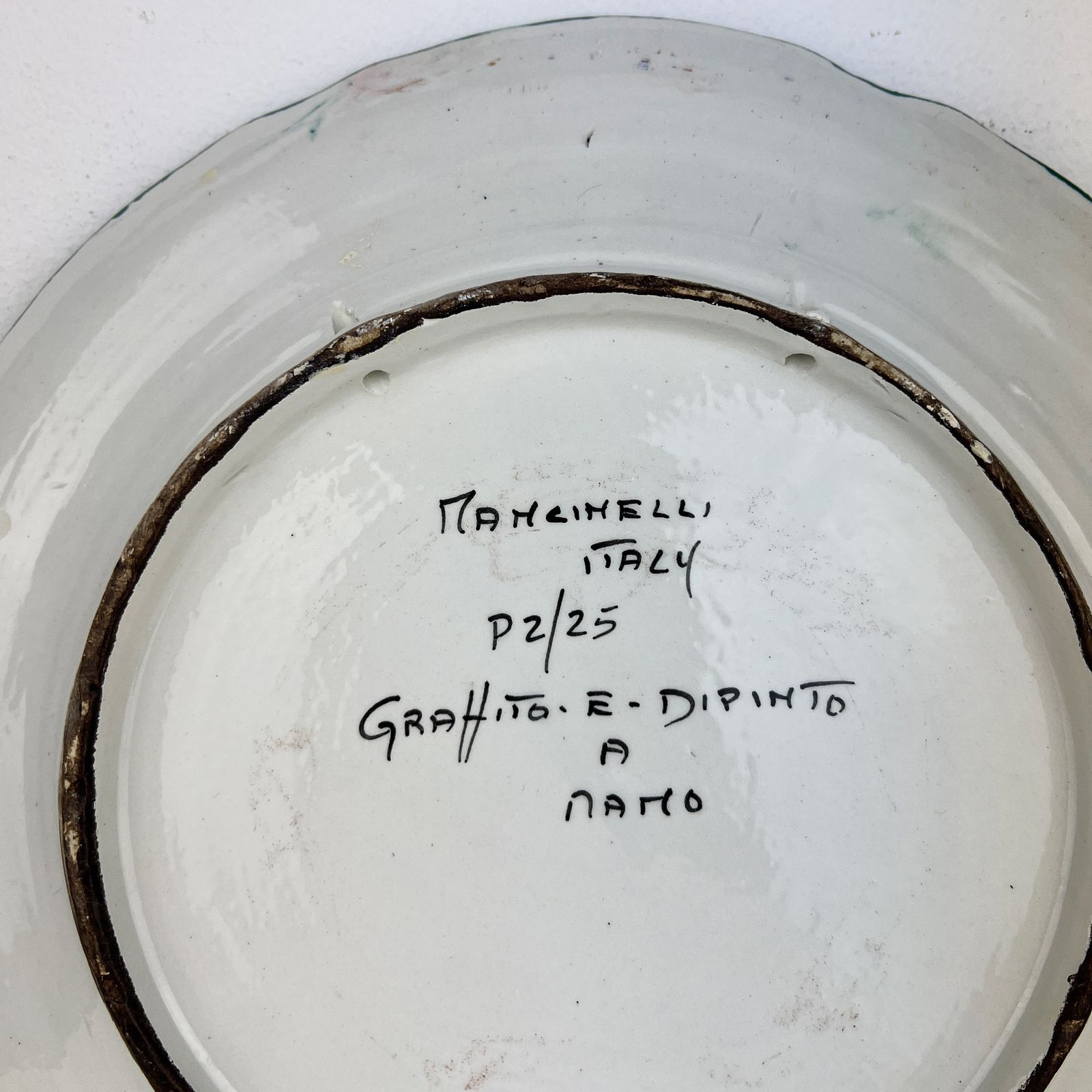 Vintage Mancinelli Italian Handpainted Sgraffito Plate photo 70.0