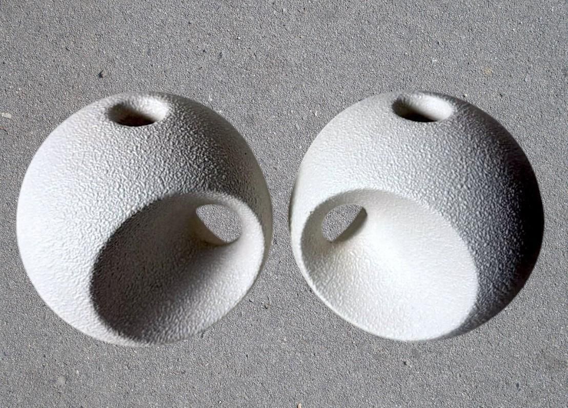 Bertoncello  Pair Of White Glazed Ceramic Candlesticks Design By Roberto Rigon photo Home Decor