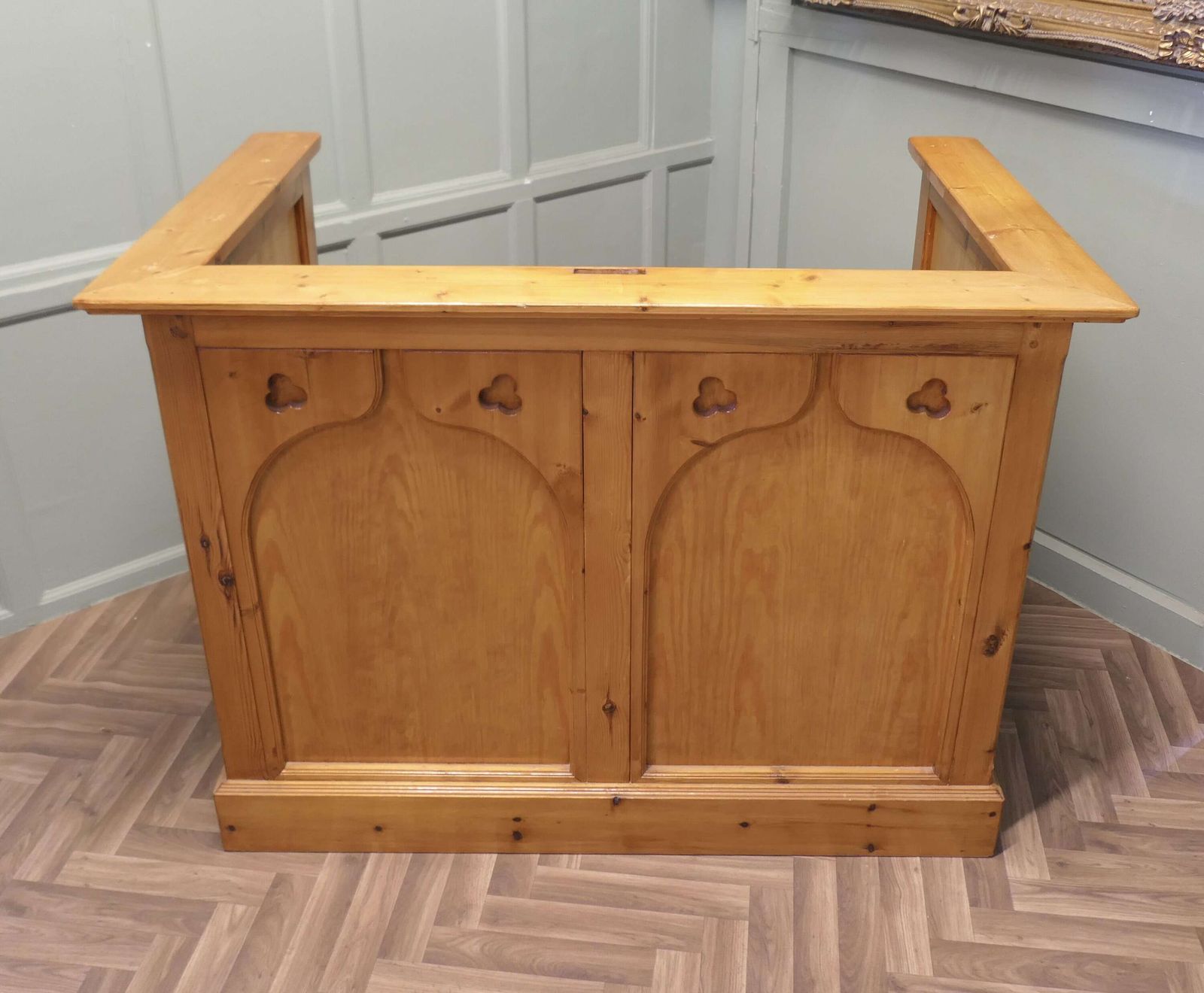 Arts And Crafts Pine Reception Desk, Restaurant Greeter photo furniture