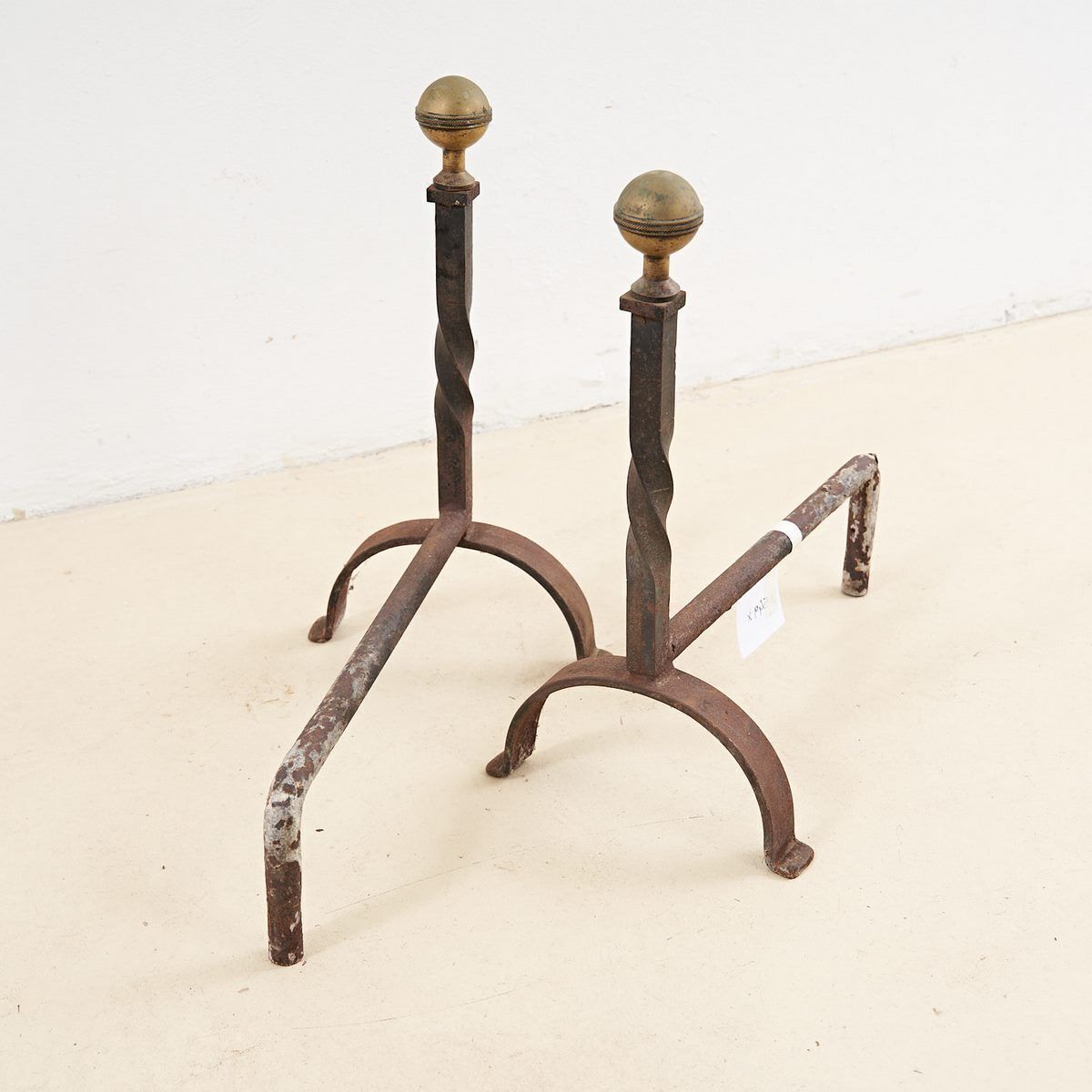 Pair Of Antique Wrought Iron Andirons photo furniture