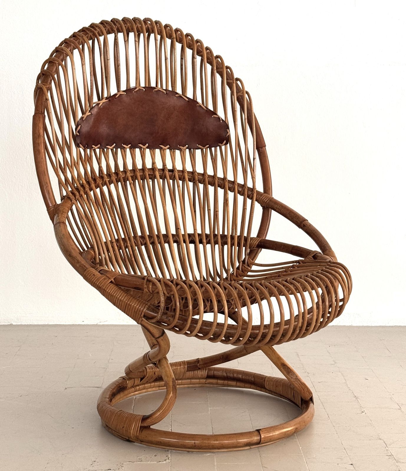 Tito Agnoli Organic Bamboo Wicker Easy Chair For Bonacina,  1960s photo furniture
