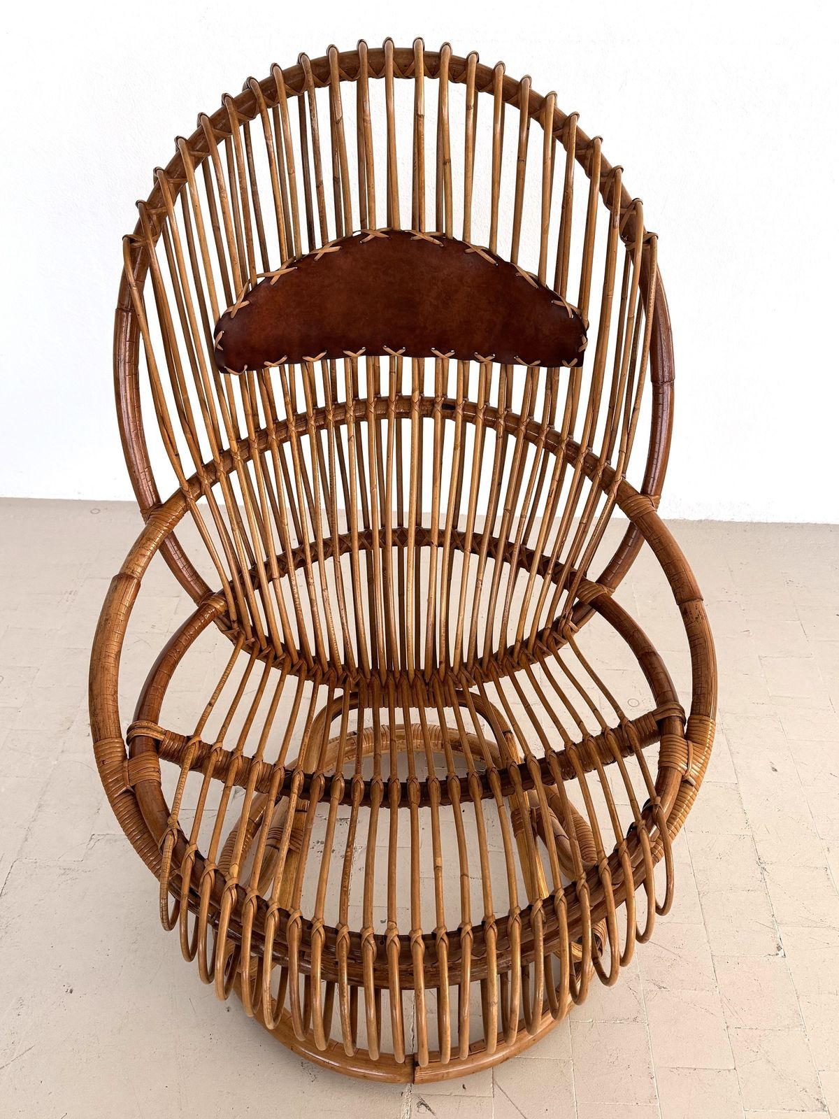 photo for sale Tito Agnoli Organic Bamboo Wicker Easy Chair For Bonacina,  1960s