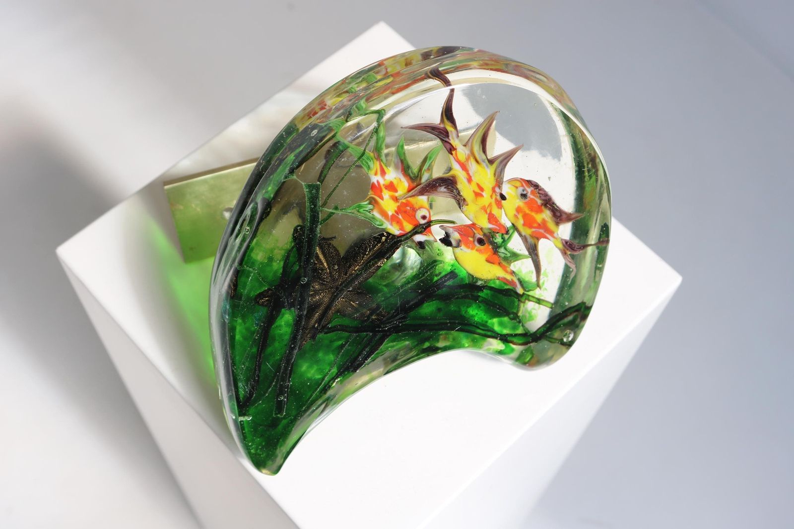 Murano Aquarium Door Handle By Alfredo Barbini For Cenedese Venetian Blown Glass Fish Sea Star Italy 1950–1970 photo for sale