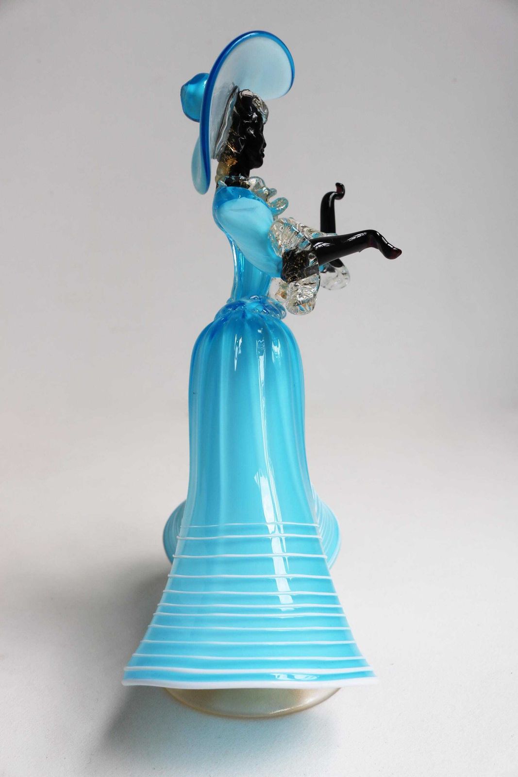 Murano Glazen Damefiguur – Blauw Goud Avonturien – Handgeblazen Italiaans Glas – 1955 20e Eeuw Toegeschreven Aan Franco Toffolo photo 569.0