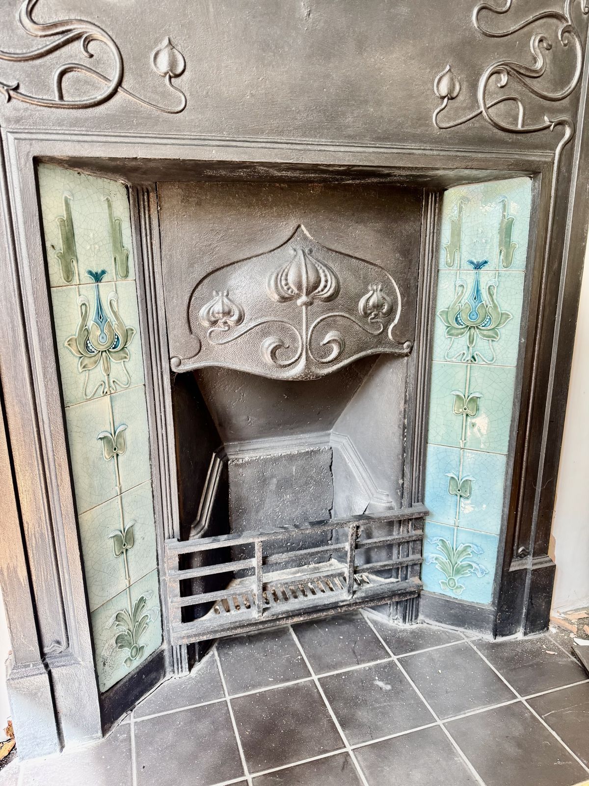 Cast Iron Art Nouveau Fireplace   London photo for sale