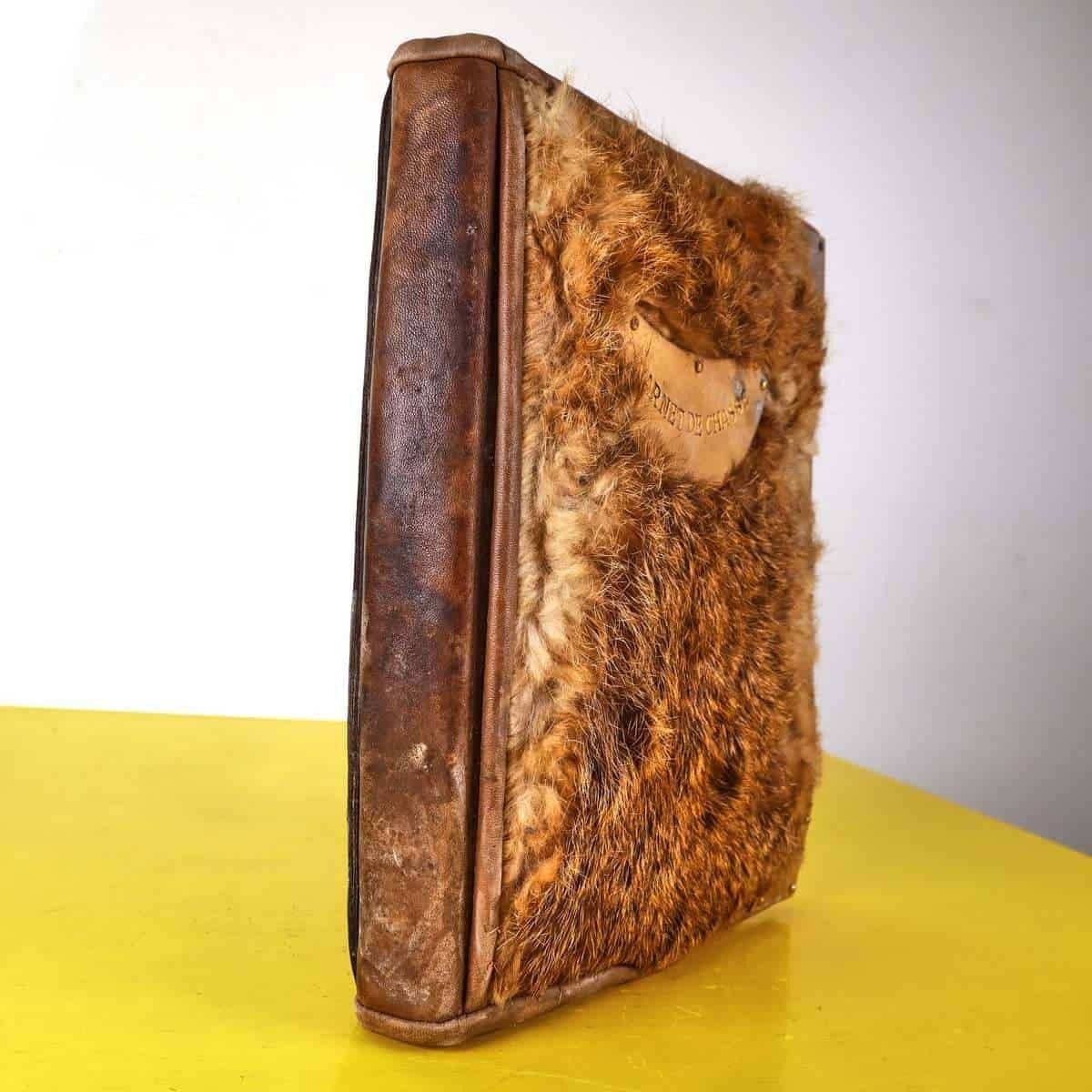 Vintage Leather Covered Hunting Log Book photo Home Decor